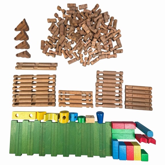 Lincoln Logs Other - Lincoln Logs 162 Piece Mixed Set Wooden Building Toy Cabin Plus 20 Random Blocks